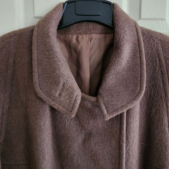 Vintage C&A Women's Pure Wool/Mohair Camel Brown Double Breasted Coat - Picture 4 of 10
